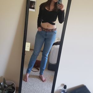 Black Long Sleeve Crop Top